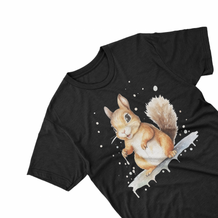 Tricouri personalizate cu poza Veverita Watercolor snowing [1]