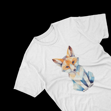 Tricouri personalizate - Tricouri personalizate cu poza Vulpe Watercolor geometrica
