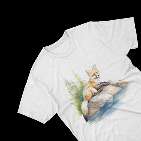 Tricouri personalizate cu poza Vulpe Watercolor la plaja [1]