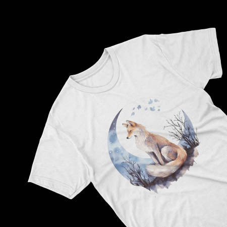 Tricouri personalizate - Tricouri personalizate cu poza Vulpe Watercolor semiluna