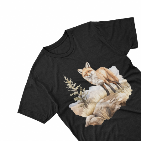 Tricouri personalizate - Tricouri personalizate cu poza Vulpe Watercolor natura moarta