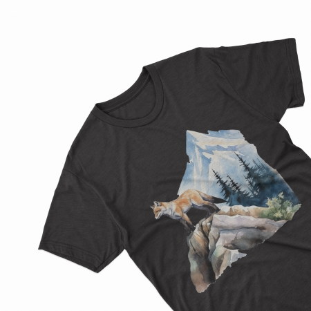 Tricouri personalizate cu poza Vulpe Watercolor pe stanca [1]