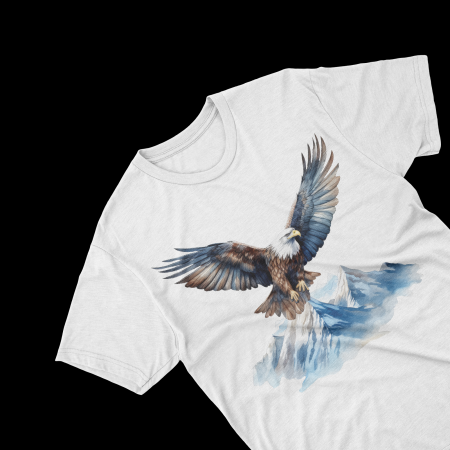 Tricouri personalizate - Tricouri personalizate cu poza Vultur Watercolor zburand pe munti