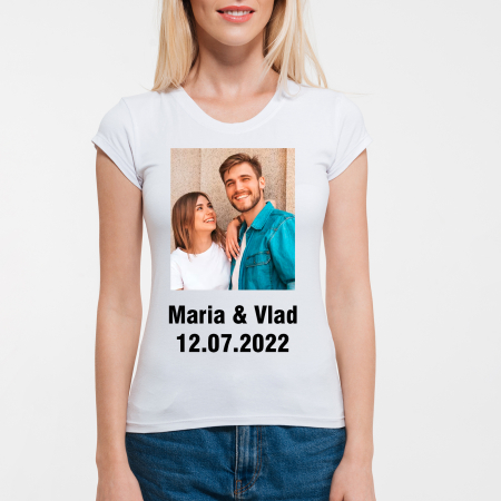 Textile Personalizate - Tricouri personalizate cu poza si mesaj alb