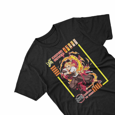 Tricouri - Tricouri personalizate cu anime Demon Slayer Kyojuro negru