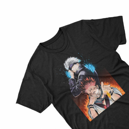 Textile Personalizate - Tricouri personalizate cu anime Jujutsu Kaisen Gojo and Sukuna negru