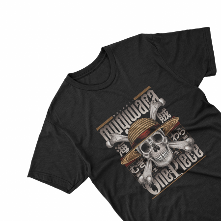 Tricouri personalizate - Tricouri personalizate cu anime One Piece Skull negru