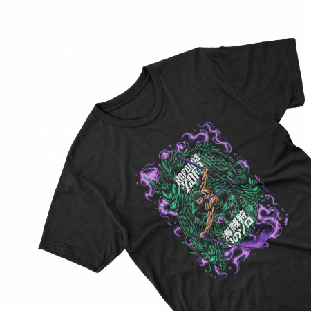 Tricouri personalizate - Tricouri personalizate cu anime One Piece Dragon Zoro negru