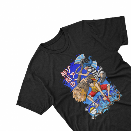 Tricouri personalizate - Tricouri personalizate cu anime One Piece Luffy and Buggy negru
