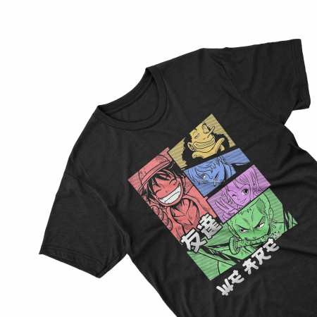 Textile Personalizate - Tricouri personalizate cu anime One Piece team color negru
