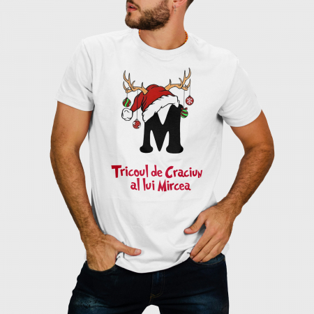 Tricouri personalizate - Tricou Personalizat cu Nume si Initiala de Craciun