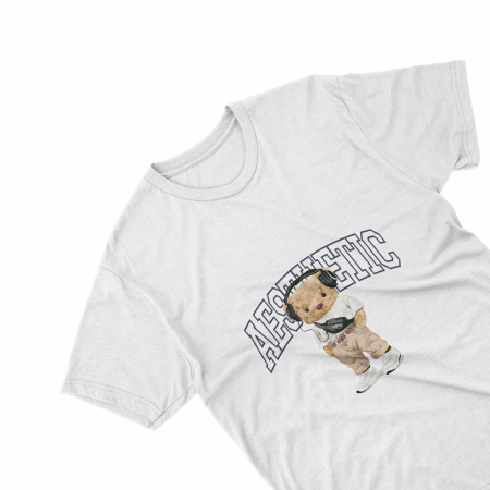 Textile Personalizate - Tricouri personalizate cu ursulet Astethic alb