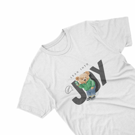 Textile Personalizate - Tricouri personalizate cu ursulet Joy alb
