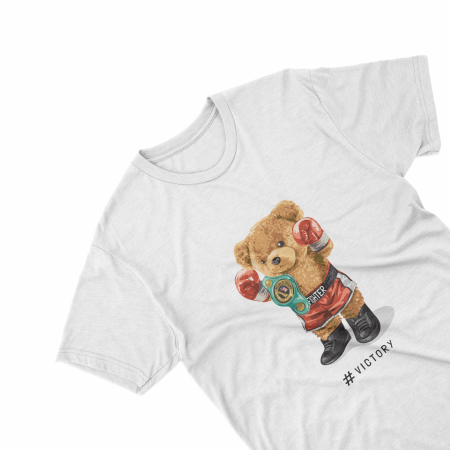 Textile Personalizate - Tricouri personalizate cu ursulet Victory alb