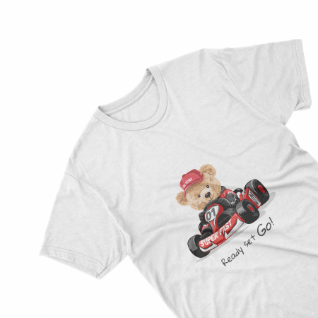 Tricouri personalizate - Tricouri personalizate cu ursulet Ready set go alb