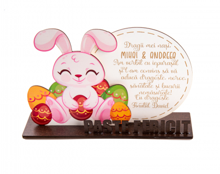 Trofee - Trofeu Personalizat cu mesaj de Paste pentru Nasi iepuras