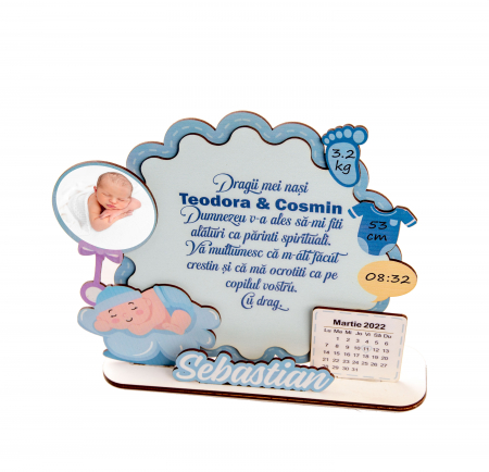 Trofee - Trofeu Personalizat cu mesaj de multumire pentru Nasii de Botez baiat