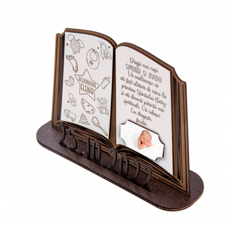 Trofeu Personalizat cu mesaj de multumire pentru Nasii de botez model carticica [1]
