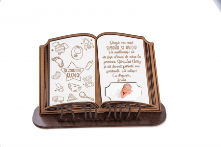 Trofee - Trofeu Personalizat cu mesaj de multumire pentru Nasii de botez model carticica