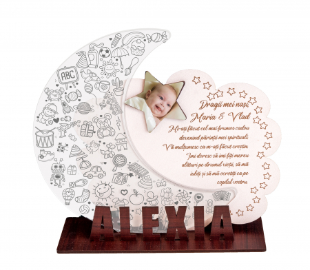 Trofee - Trofeu Personalizat cu mesaj de multumire pentru Nasii de Botez