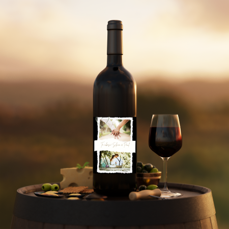 Vinuri personalizate - Sticla de vin personalizata cu 2 poze si text 750ml