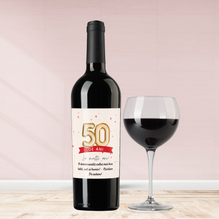 Vinuri personalizate - Sticla de vin personalizata pentru aniversare cu text 750ml