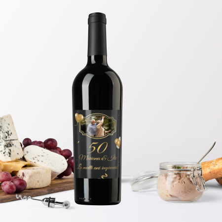 Vinuri personalizate - Sticla de vin personalizata cu text si poza 750ml Aniversare