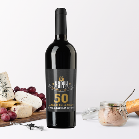 Vinuri personalizate - Sticla de vin personalizata cu text 750ml Aniversare
