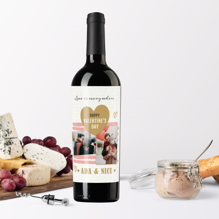 Vinuri personalizate - Sticla de vin personalizata cu text si 2 poze 750ml Love is everywhere