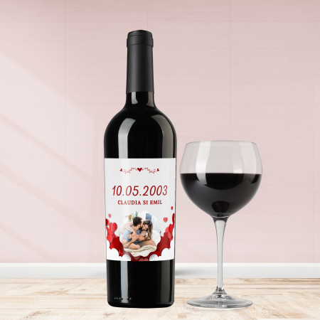 Vinuri personalizate - Sticla de vin personalizata La multi ani cu poza si text 750ml