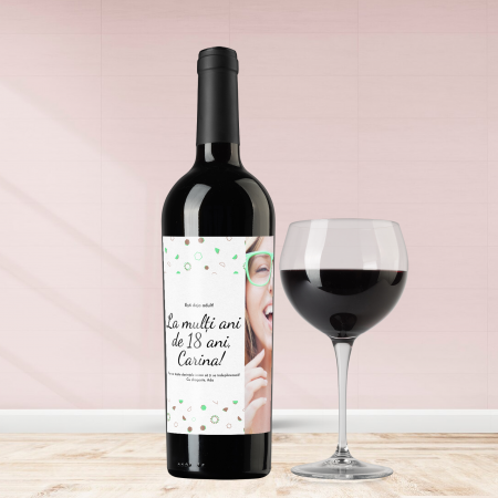 Vinuri personalizate - Sticla de vin personalizata pentru majorat cu poza si text 750ml