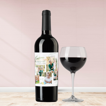 Vinuri personalizate - Sticla de vin personalizata pentru Paste cu 5 poze si text 750ml Green Easter