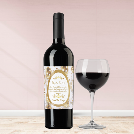 Vinuri personalizate - Sticla de vin personalizata pentru Paste cumesaj 750ml Green Easter Gold egg