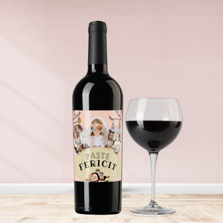 Vinuri personalizate - Sticla de vin personalizata pentru Paste cu 3 poze si text 750ml