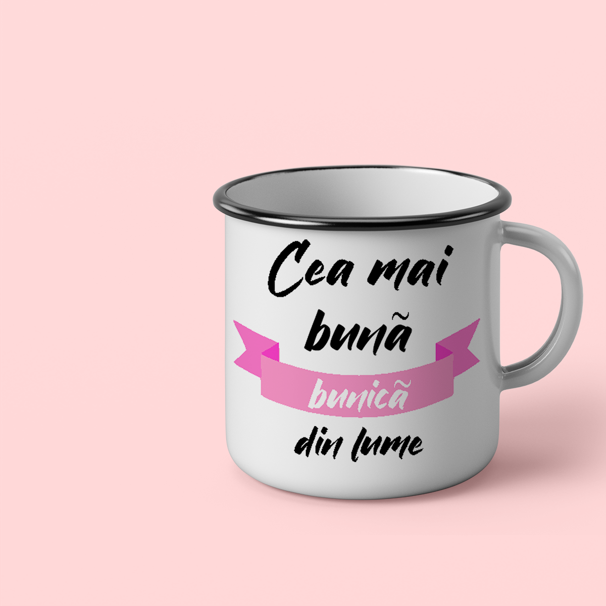 Cana personalizata cu mesaj Cea mai buna bunica din lume Cana emailata, 260 ml
