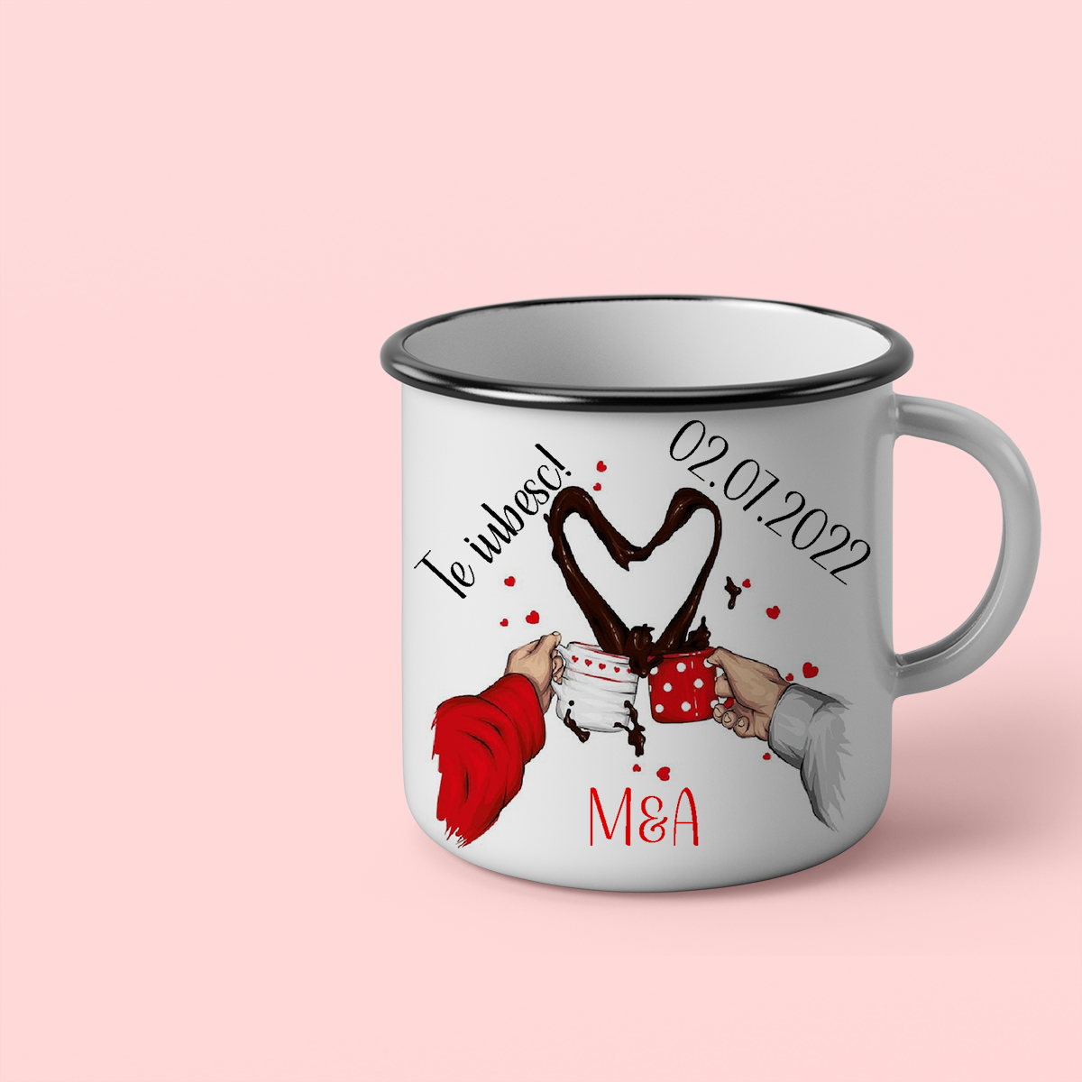 Cana personalizata cu nume si mesaj Coffee love Cana emailata, 260 ml
