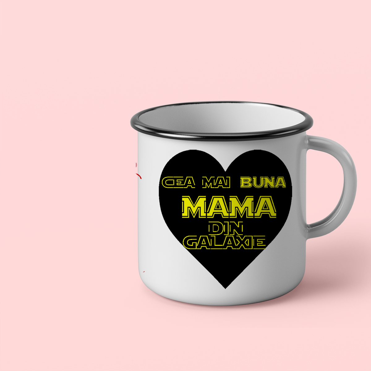 Cana personalizata cu mesaj Cea mai buna mama din galaxie Cana emailata, 260 ml