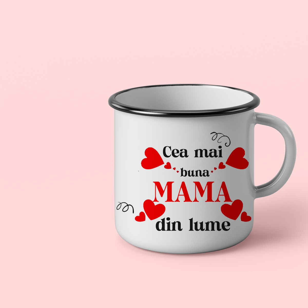 Cana personalizata cu mesaj Cea mai buna mama din lume Cana emailata, 260 ml