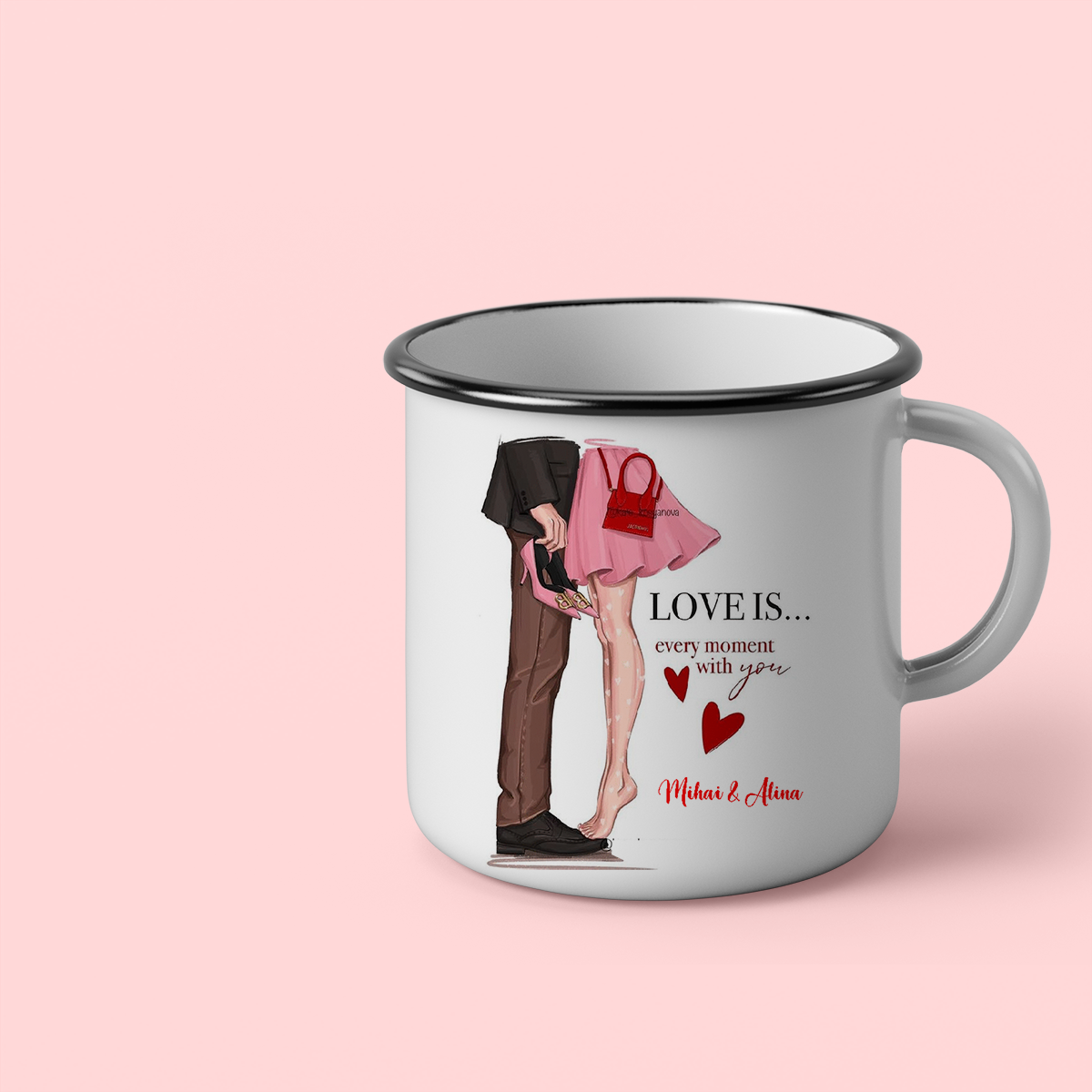 Cana personalizata cu nume si mesaj Every moment with you Cana emailata, 260 ml