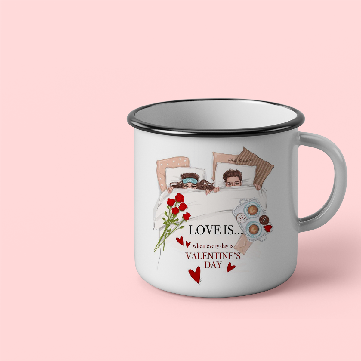 Cana personalizata cu nume si mesaj Valentine s day Cana emailata, 260 ml
