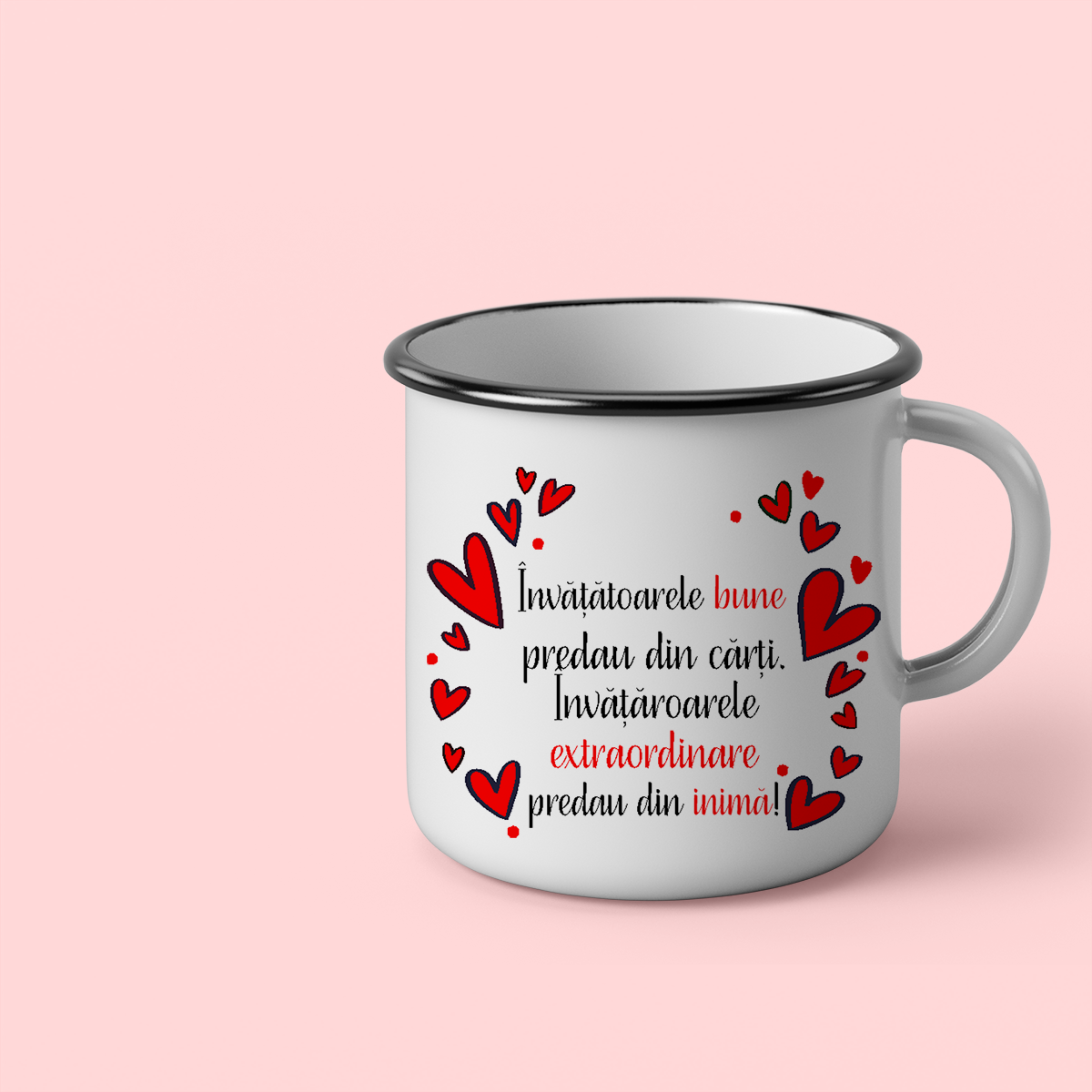 Cana personalizata cu mesaj Invatatoarele extraordinare Cana emailata, 260 ml