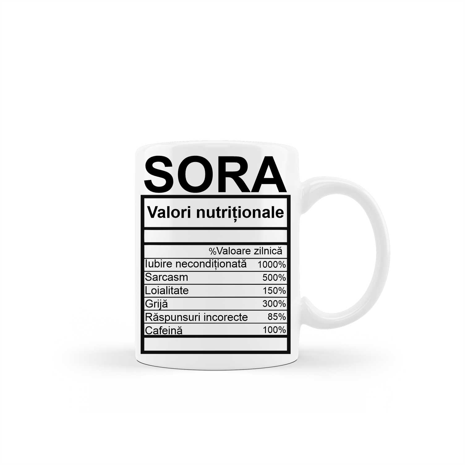Cana personalizata Valori nutritionale sora