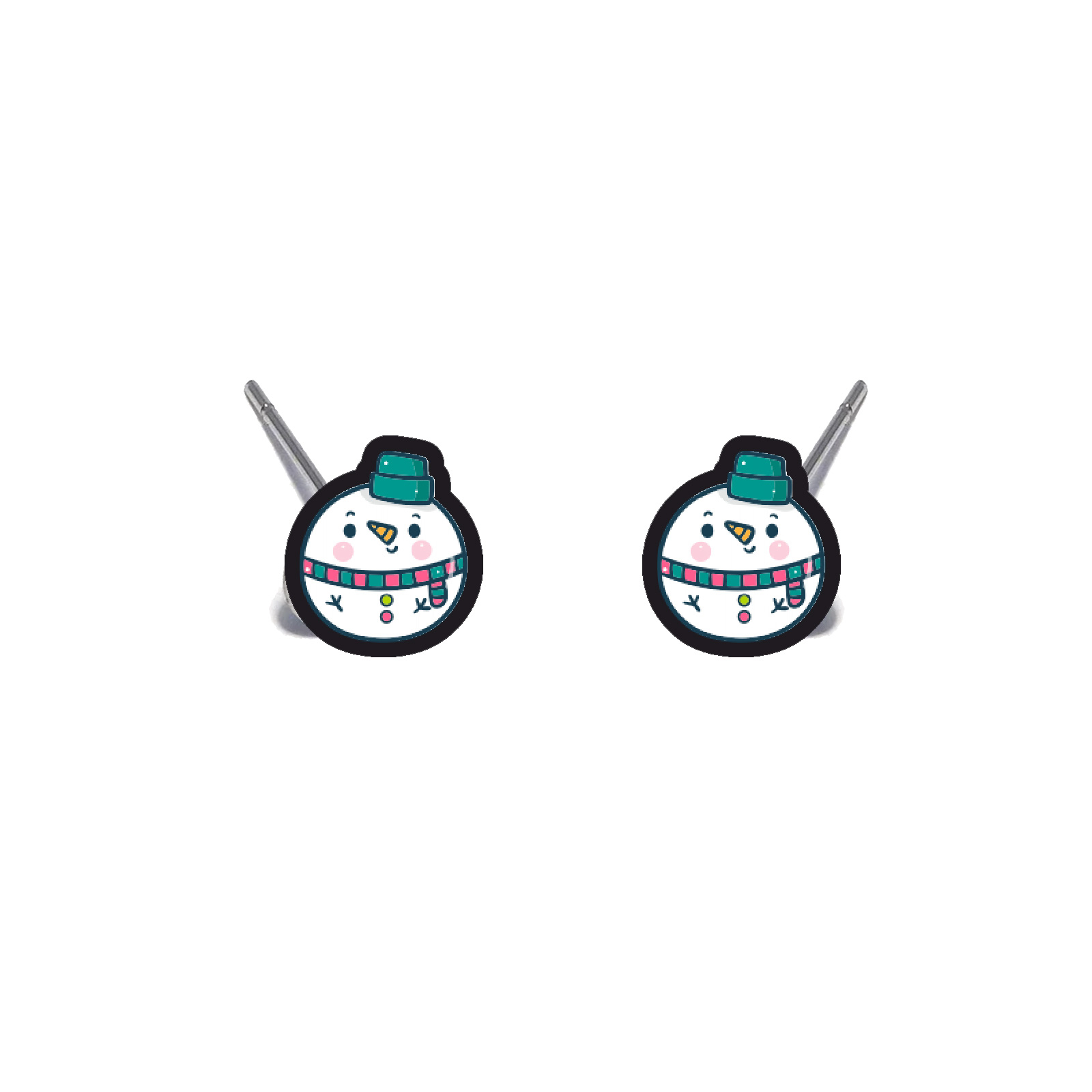 Cercei handmade Snowman cu tortite de otel inoxidabil, 12mm