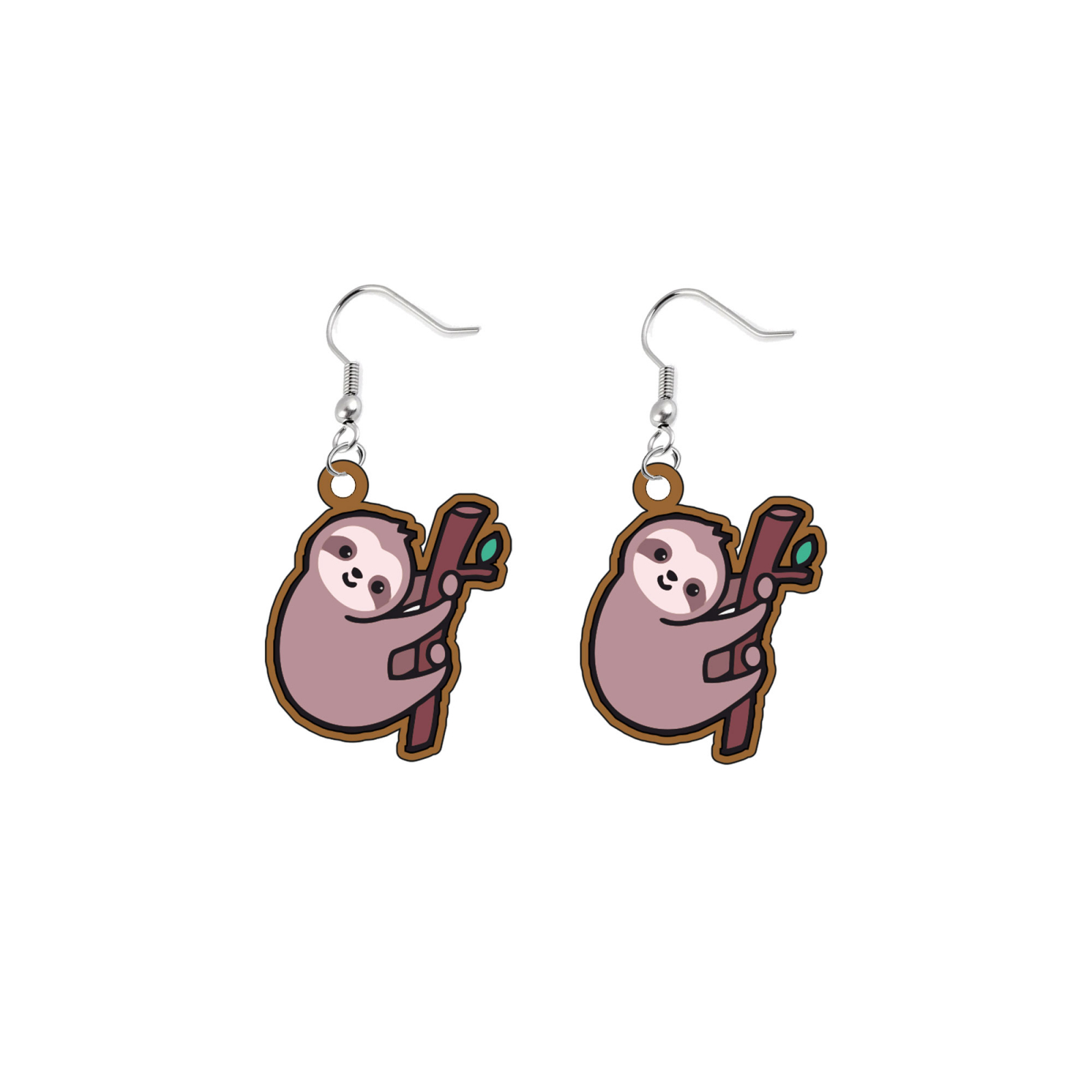Cercei handmade Sloth cu tortite de otel inoxidabil, 30 mm