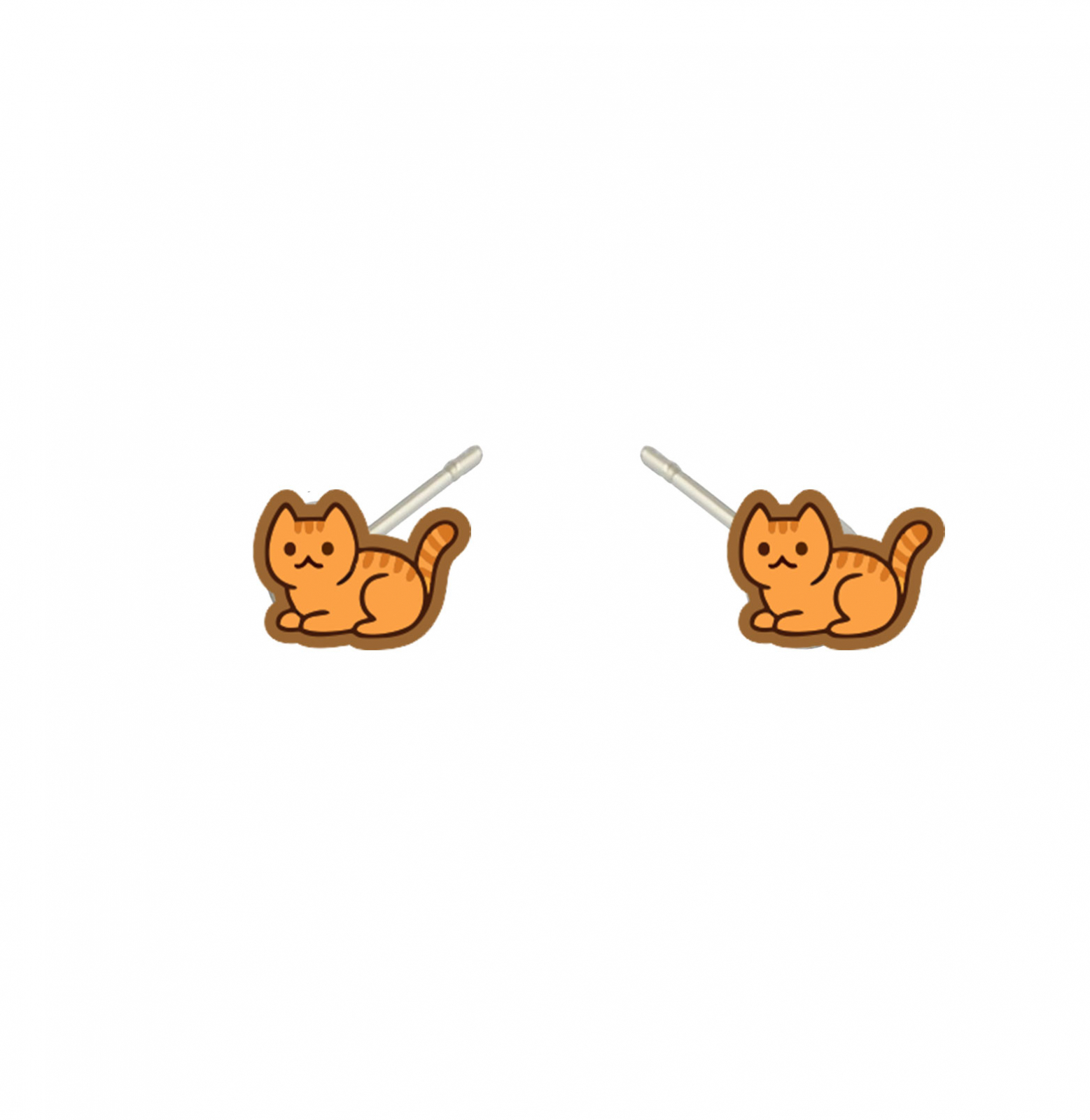 Cercei handmade Cats Orange cu tortite de otel inoxidabil, 12mm