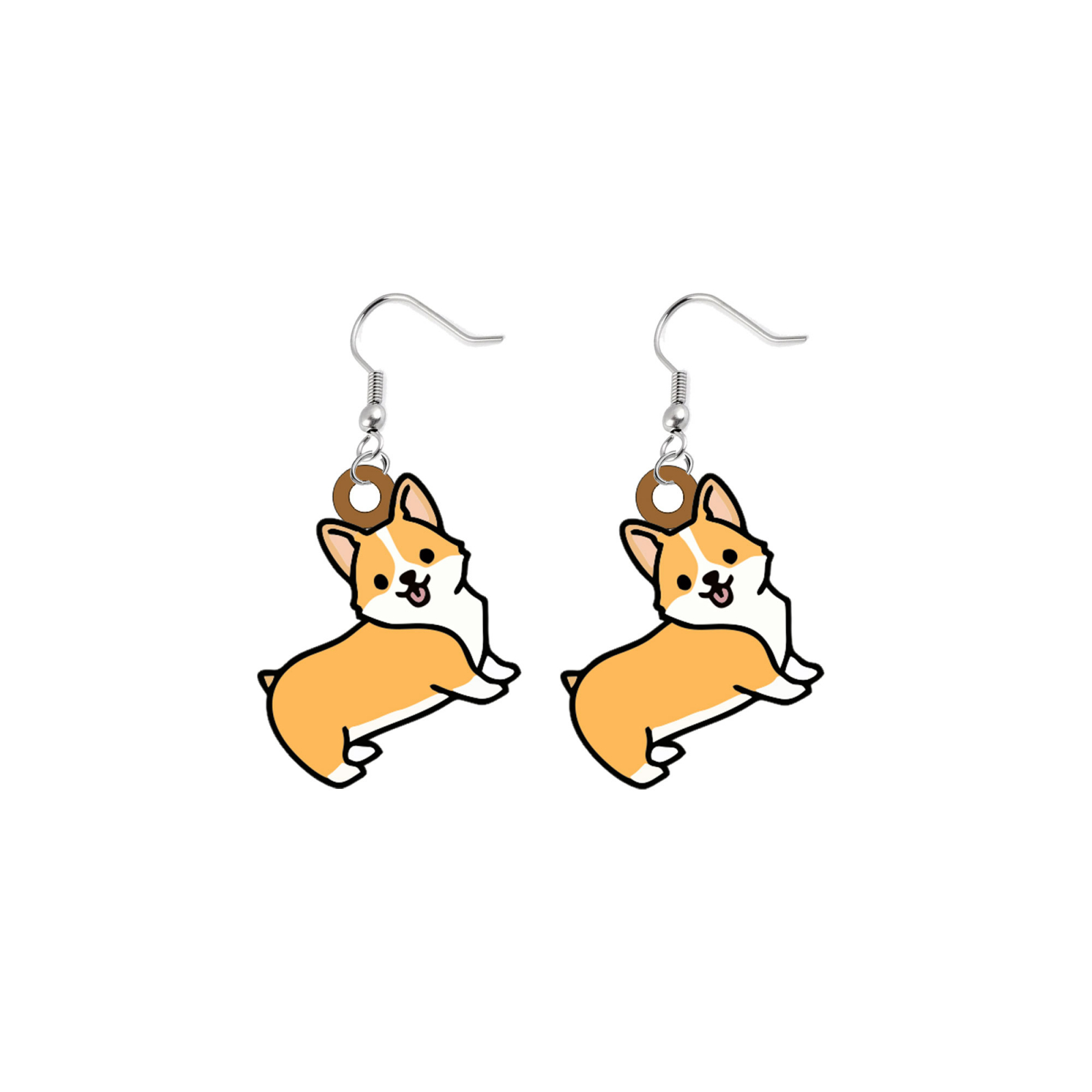 Cercei handmade Corgi cu tortite de otel inoxidabil, 30 mm