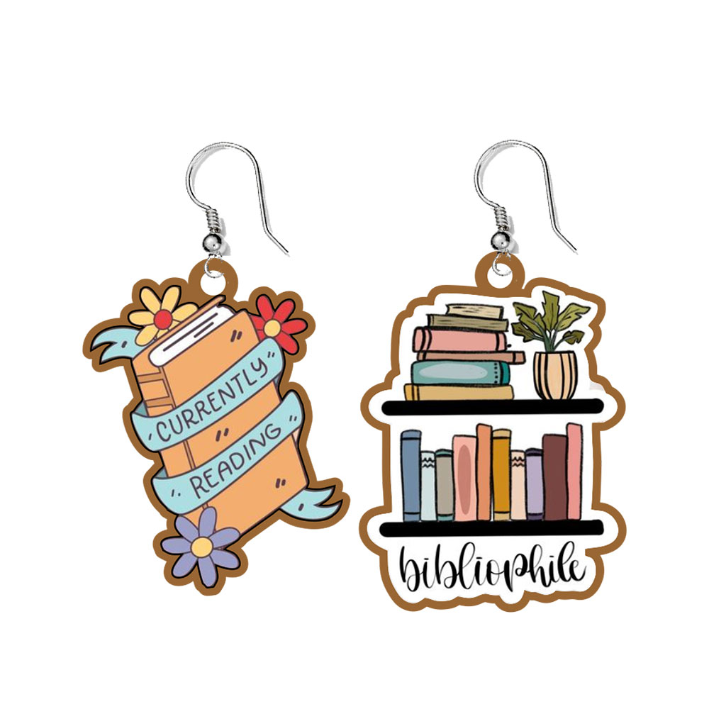 Cercei handmade Book Lover cu tortite de otel inoxidabil, 30 mm