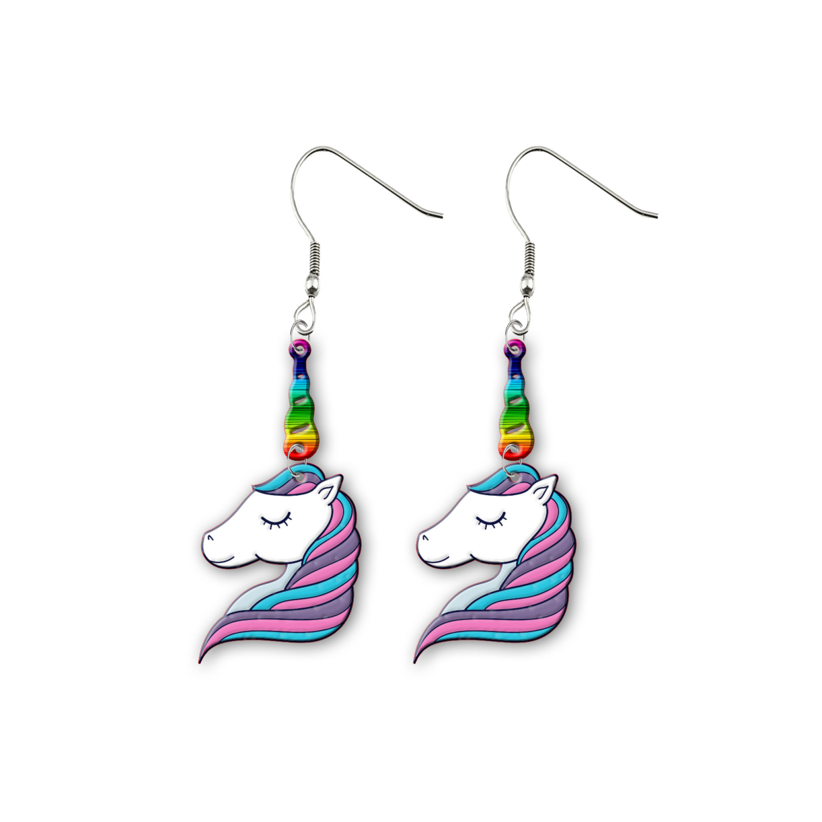 Cercei handmade unicorn cu tortite de otel inoxidabil, 45 mm