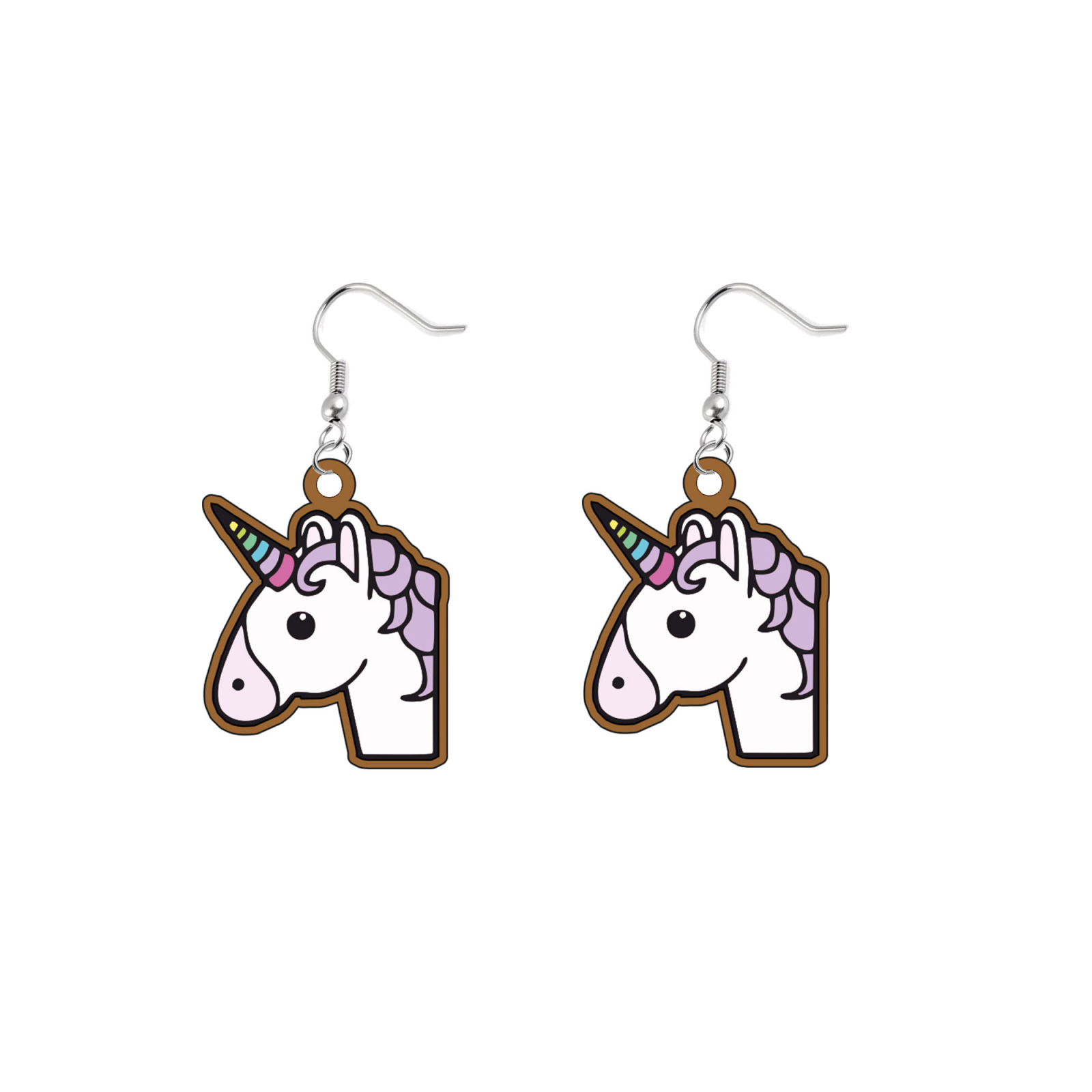 Cercei handmade Unicorn cu tortite de otel inoxidabil, 30 mm
