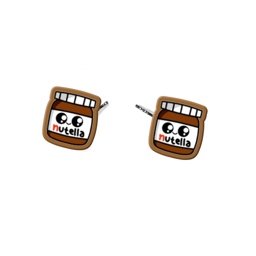 Cercei handmade Nutella cute cu tortite de otel inoxidabil, 12 mm